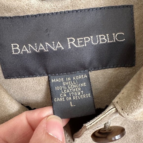 Vintage Banana Republic Womens Suede Leather Button Front Jacket Tan Size L - Picture 6 of 9